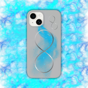 Minimalistisch zilveren oneindigheidsteken en Blau Case-Mate iPhone 14 Hoesje