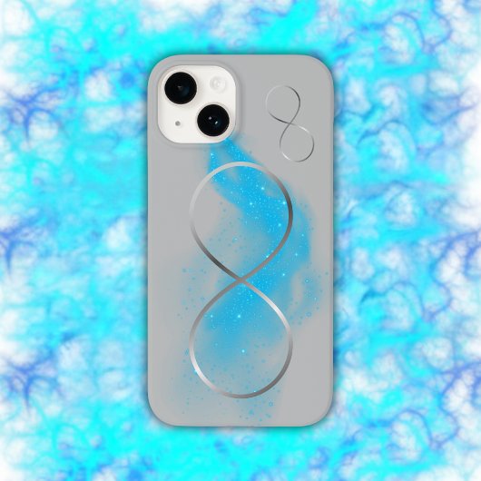 Minimalistisch zilveren oneindigheidsteken en Blau Case-Mate iPhone Case