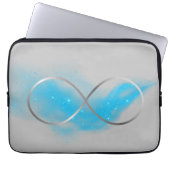 Minimalistisch zilveren oneindigheidsteken en Blau Laptop Sleeve (Voorkant)