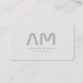 Minimalistisch zilveren professioneel monogram visitekaartje (Voorkant)