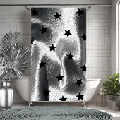 Minimalistisch zilvergrijs met zwarte sterren douchegordijn