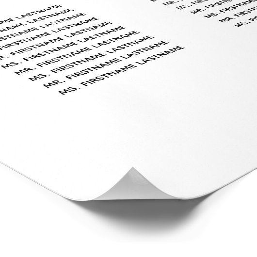 Minimalistisch zitschema 10 tafels zwart en wit poster (Hoek)