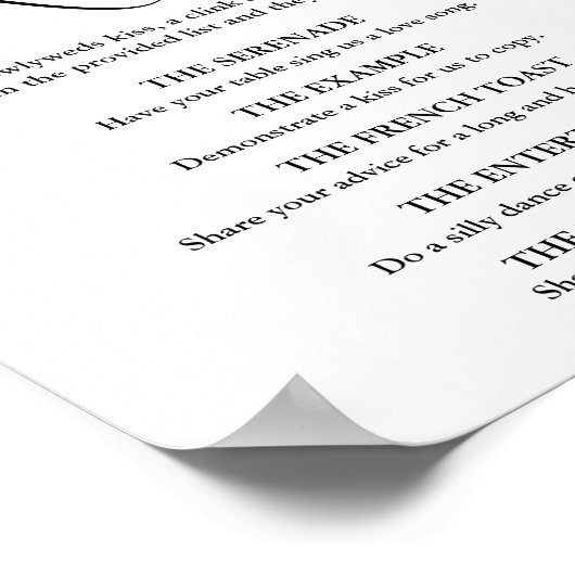 Minimalistisch zoenen Menu Bruiloft spel teken Poster (Hoek)