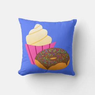 Minimalistisch zoet - Cupcake en Donut Cartoon Kussen