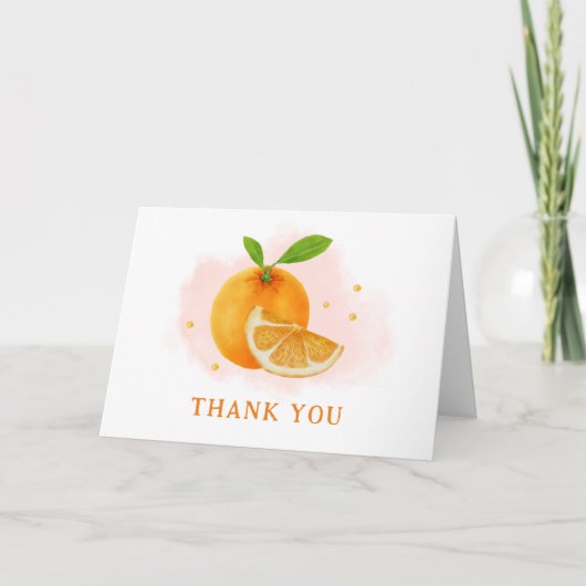 Minimalistisch zoet Sinaasappel Citrus Baby shower Bedankkaart (Voorkant)