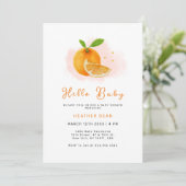 Minimalistisch zoet Sinaasappel Citrus Baby shower Kaart (Staand voorkant)