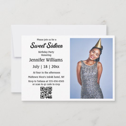 minimalistisch zoete chic zestien qr-codefoto kaart (Voorkant)