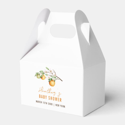 Minimalistisch Zomer Sinaasappel Citrus Baby showe Bedankdoosjes (Voorkant Zijde)