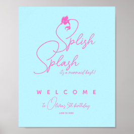 Minimalistisch zomermeisje Mermaid Birthday Welkom Poster