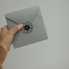 Minimalistisch Zonnebloem Familie Monogram Rubberstempel