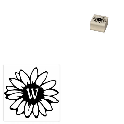 Minimalistisch Zonnebloem Familie Monogram Rubberstempel (Gestempeld)