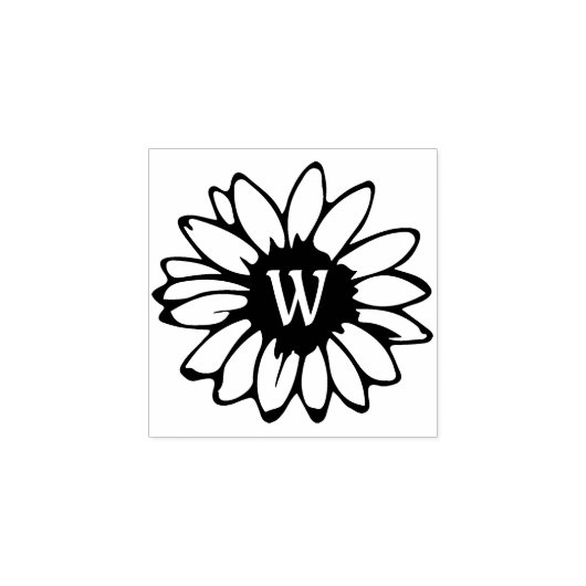 Minimalistisch Zonnebloem Familie Monogram Rubberstempel (Afrduk)