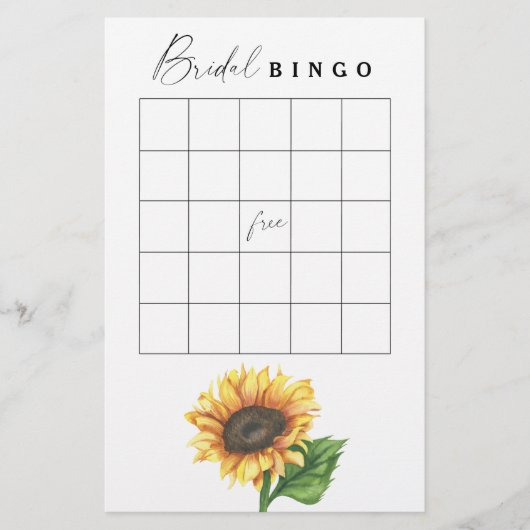 Minimalistisch zonnebloem Vrijgezellenfeest bingog (Voorkant)