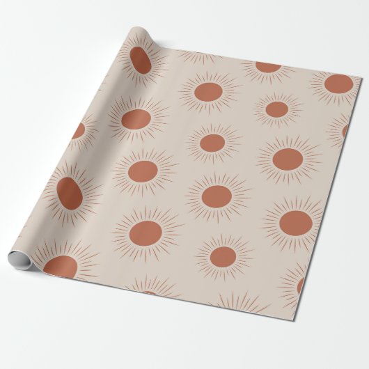 Minimalistisch zonnepatroon van Terracotta Abstrac Cadeaupapier (Uitgerold)