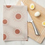 Minimalistisch zonnepatroon van Terracotta Abstrac Theedoek (Quarter Fold)