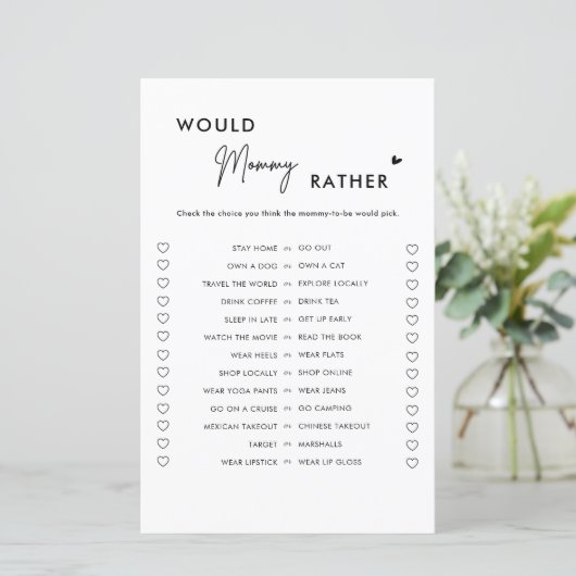 Minimalistisch zou mama een beter Baby shower spel (Staand voorkant)