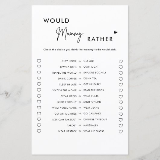 Minimalistisch zou mama een beter Baby shower spel (Voorkant)