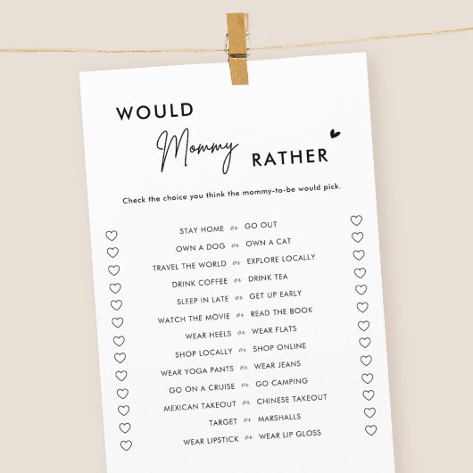 Minimalistisch zou mama een beter Baby shower spel