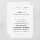 Minimalistisch zou ze liever Baby shower spel Kaart (Voorkant / Achterkant)