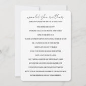 Minimalistisch zou ze liever Baby shower spel Kaart (Voorkant)