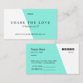 Minimalistisch zuiver Blauwgroen type verwijzing Visitekaartje (Voorkant / Achterkant)