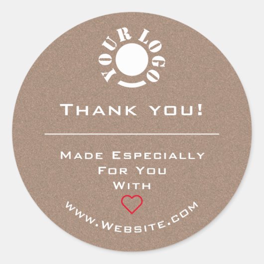 Minimalistisch zuiver  rood hart Dank u Logo Ronde Sticker (Voorkant)