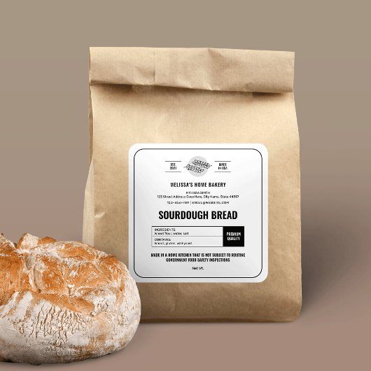 Minimalistisch Zuurdeeg Brood Cottage Law Label