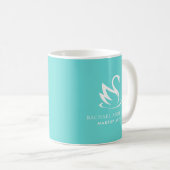 Minimalistisch Zwaansilhouet op Robin Egg Blue Koffiemok (Voorkant rechts)