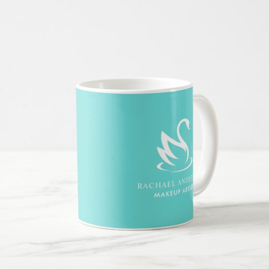 Minimalistisch Zwaansilhouet op Robin Egg Blue Koffiemok (Voorkant rechts)