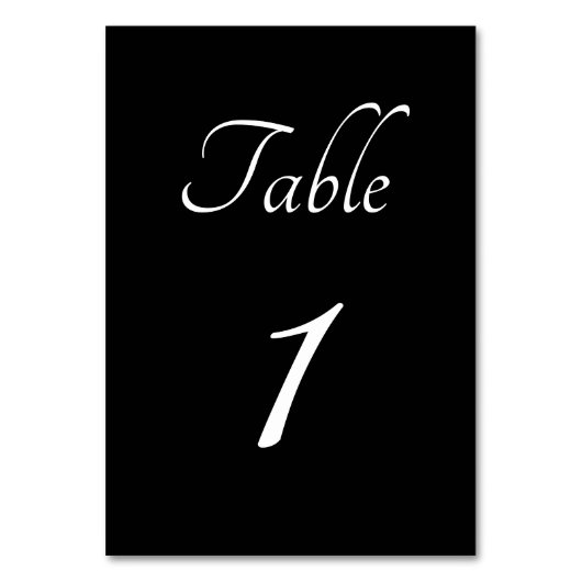 Minimalistisch: Zwar en Cursief  Tafelnummer (Voorkant)