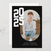 Minimalistisch zwart 2025 foto Afstuderen Aankondiging (Voorkant / Achterkant)