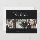 minimalistisch | Zwart 3 fotosjabloon dank u kaart (Voorkant)