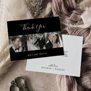 minimalistisch   Zwart 3 fotosjabloon dank u kaart