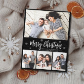 Minimalistisch zwart 4 fotocollage script kerst briefkaart