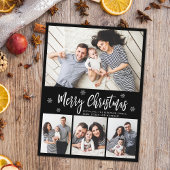 Minimalistisch zwart 4 fotocollage script kerst briefkaart