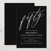 Minimalistisch zwart 50ste verjaardagsfeest kaart (Voorkant / Achterkant)