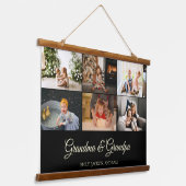 Minimalistisch zwart 6 fotocollage Grand Parents Hangend Wandkleed (Gebogen)
