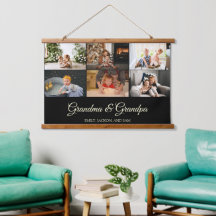 Minimalistisch zwart 6 fotocollage Grand Parents