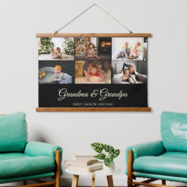 Minimalistisch zwart 6 fotocollage Grand Parents Hangend Wandkleed