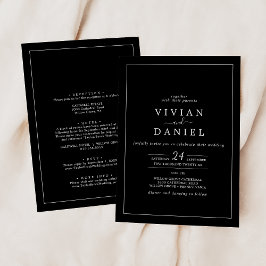 Minimalistisch | Zwart All In One Trouwen Kaart