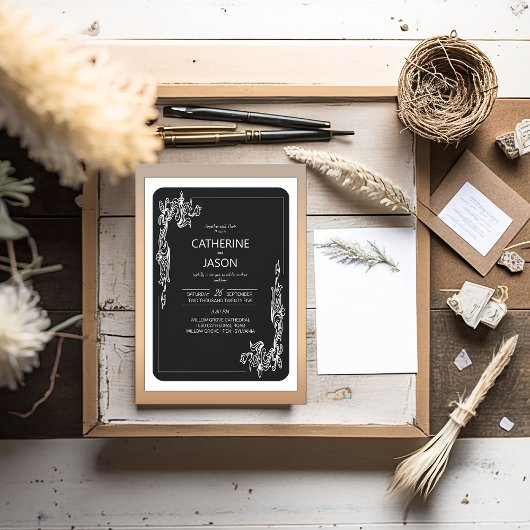 minimalistisch | Zwart Alles in een bruiloft uitno Kaart