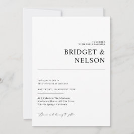 Minimalistisch zwart alles in één QR code bruiloft Kaart