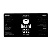 Minimalistisch Zwart Baard Olie Dropper Flesetiket Etiket (Voorkant)