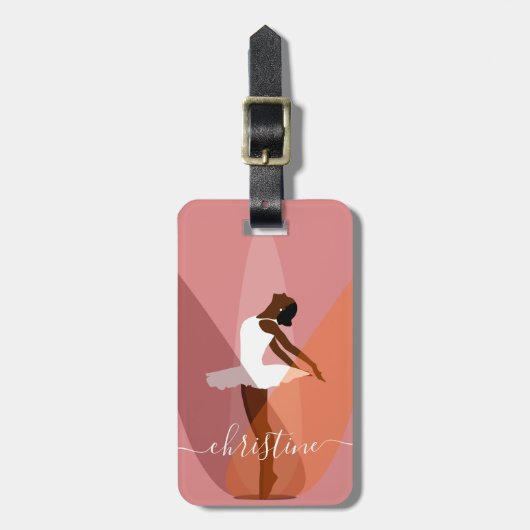 Minimalistisch zwart Ballerina African American Pi Bagagelabel (Voorkant verticaal)