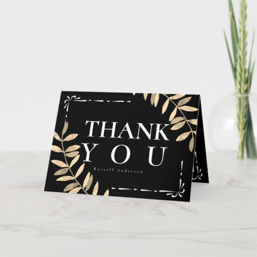 Minimalistisch zwart bedankkaart (Voorkant)