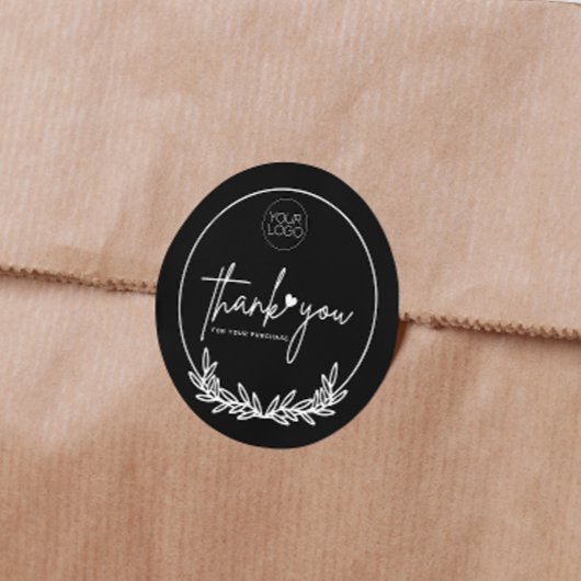 Minimalistisch zwart Bedankt Custom Logo Business Ronde Sticker