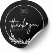 Minimalistisch zwart Bedankt Custom Logo Business Ronde Sticker