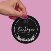 Minimalistisch zwart Bedankt Custom Logo Business Ronde Sticker