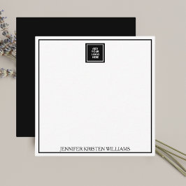 Minimalistisch zwart bedrijfslogo gepersonaliseerd notitiekaartje