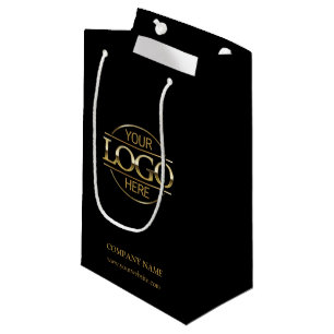 Minimalistisch zwart bedrijfslogo van een bedrijf klein cadeauzakje